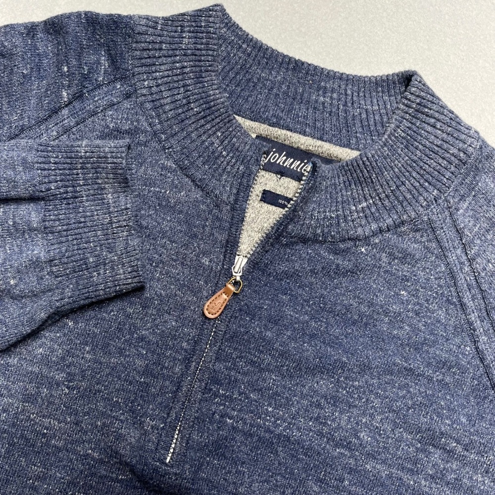 johnnie-O 1/4 Zip Men Blue Donegal Fleck Pullover Sweater 100% Cotton Unworn